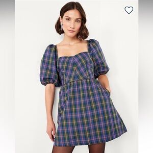 Old Navy Plaid Fit & Flare Taffeta Mini Dress